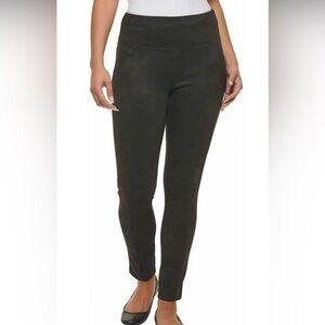 Andrew Marc Women's Lightweight Faux Suede Pull on Pant (Black, Large)